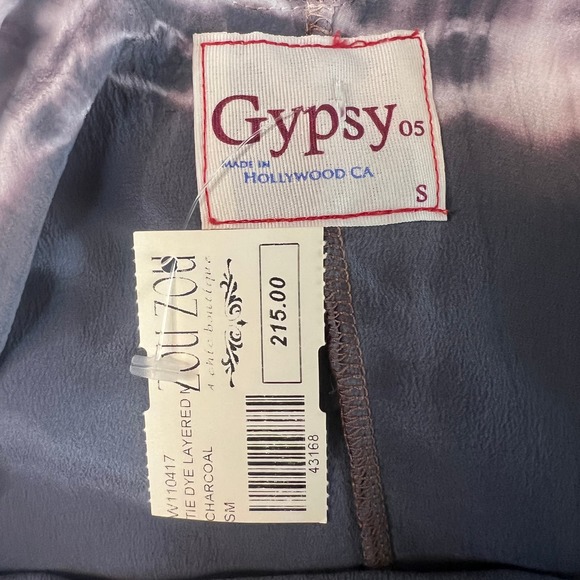 Gypsy 05 Tie Dye 100% Silk Maxi Dress Sleeveless Gray Size S NWT - Picture 7 of 10